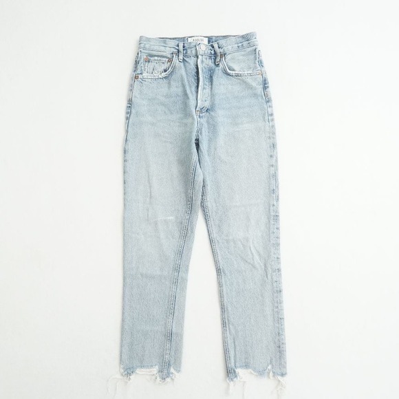 AGOLDE Riley High Rise Straight Crop Jeans Size 23 Light Wash Denim - Picture 1 of 10